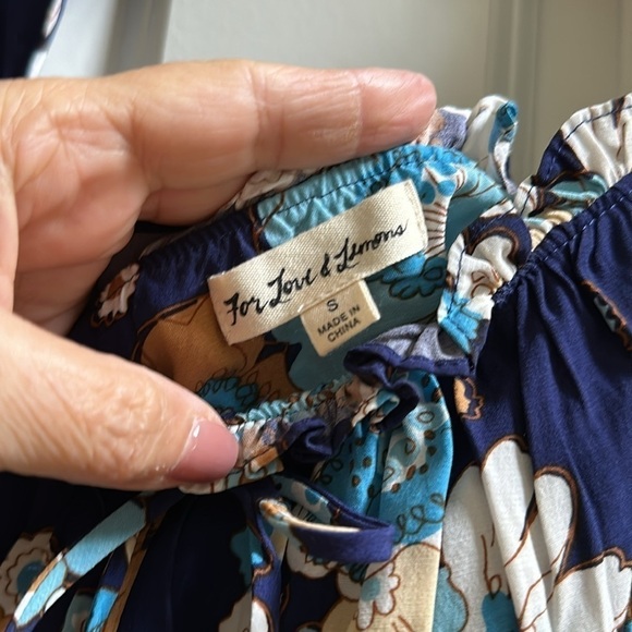 For Love & Lemons Sky Magnolia Mini Dress Floral print SzSmall in Shades of blue - Picture 7 of 12